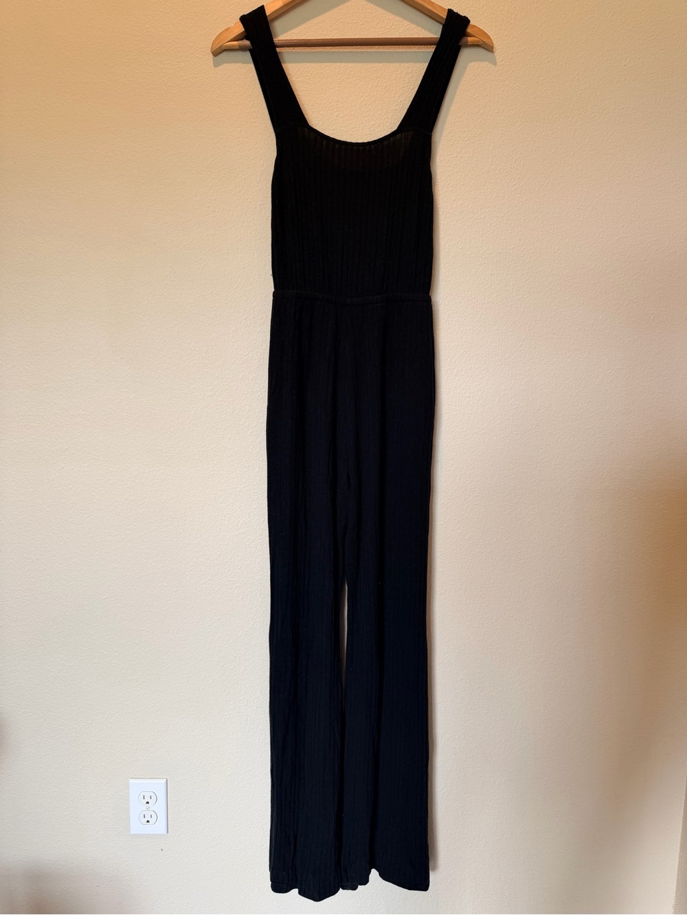 Reformation Black Ribbed Knit Jumpsuit Size XS #0158